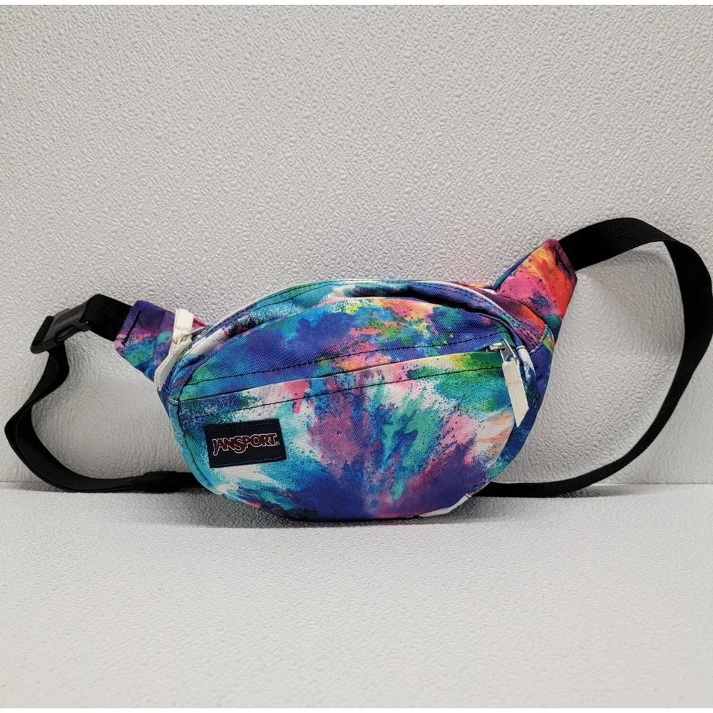 JanSport Tie Dye Fanny Pack Waist Pouch Hip Purse Belt Bag Retro Colorful!